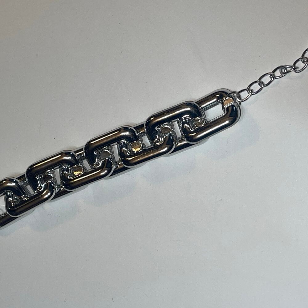 Chunky Silver Statement Chain Bracelet Y2K Industrial Jewelry